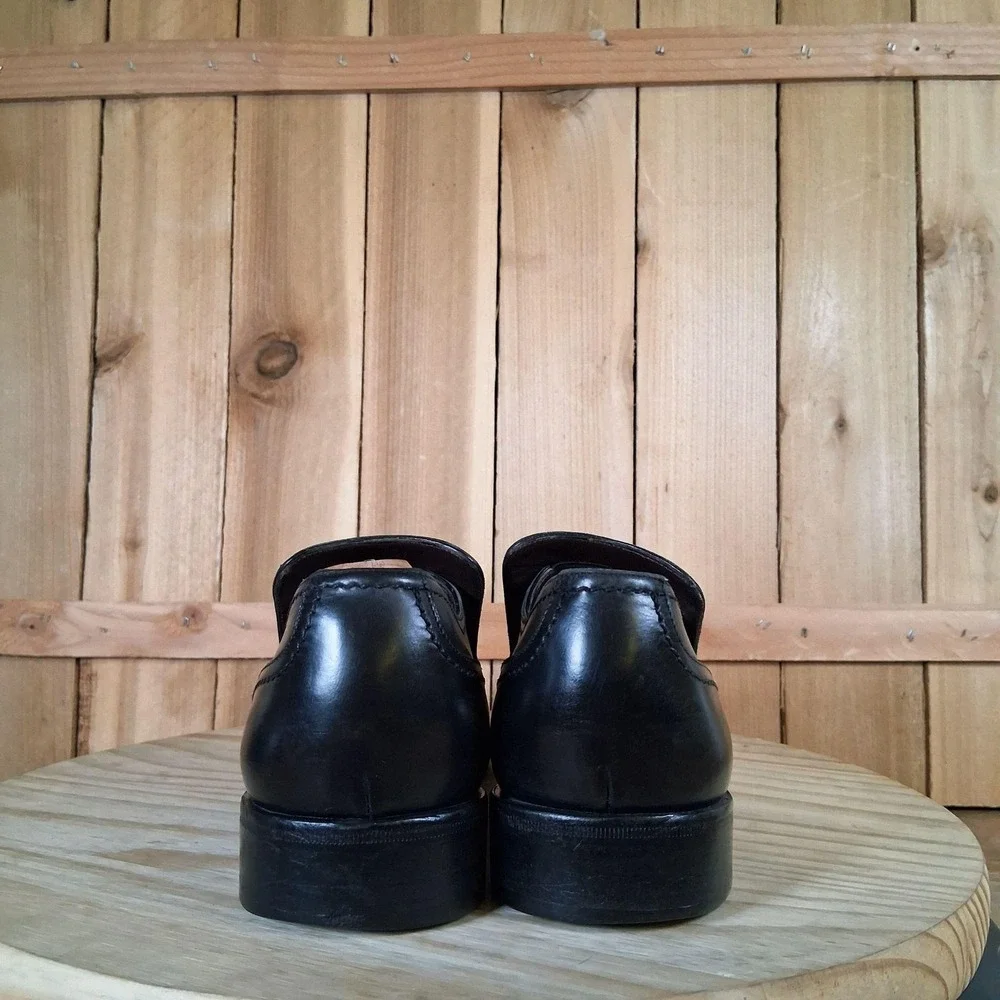 Salvatore Ferragamo Shoes Mens 8.5 D Black Leather Tassel‎ Loafers Wingtip Slip
